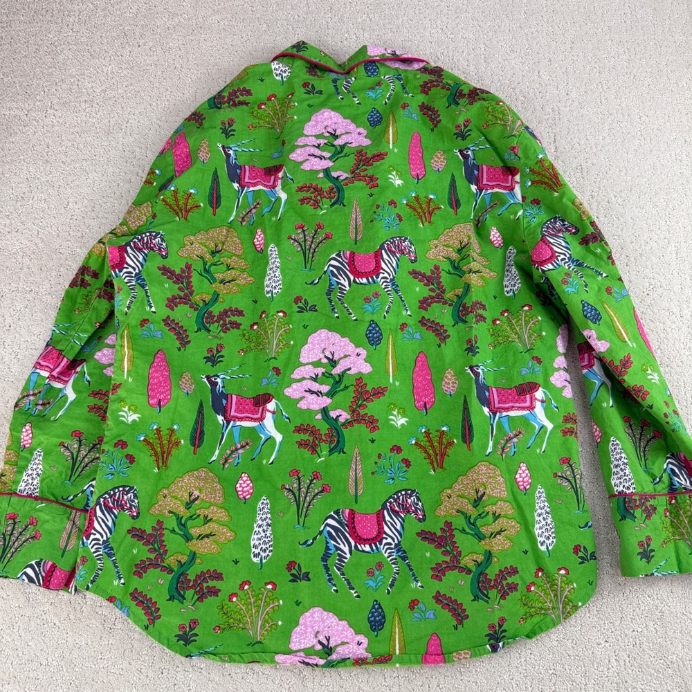 Printfresh Forest Organic Cotton Long Pajama Set Women Small Green Zebra Trees - Picture 5 of 10